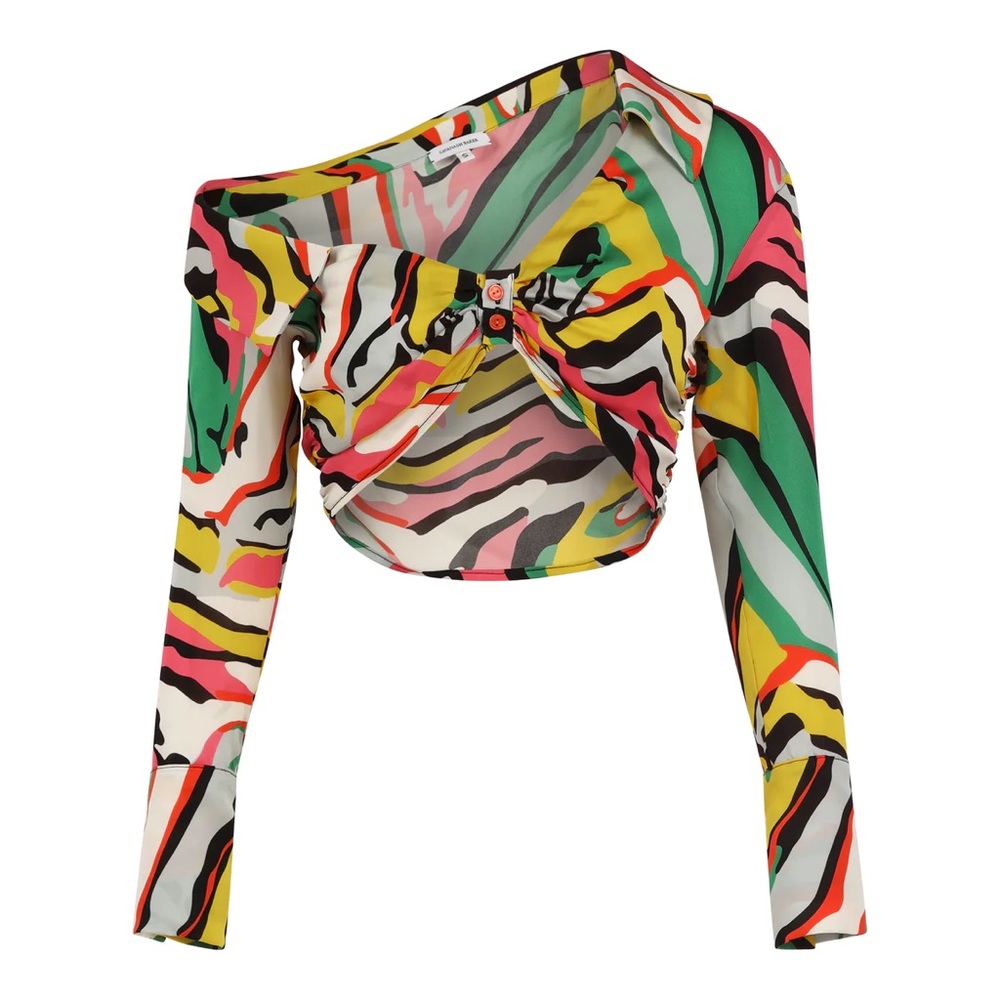 CAVANAGHBAKER MULTI PRINT OFF SHOULDER CROP TOP